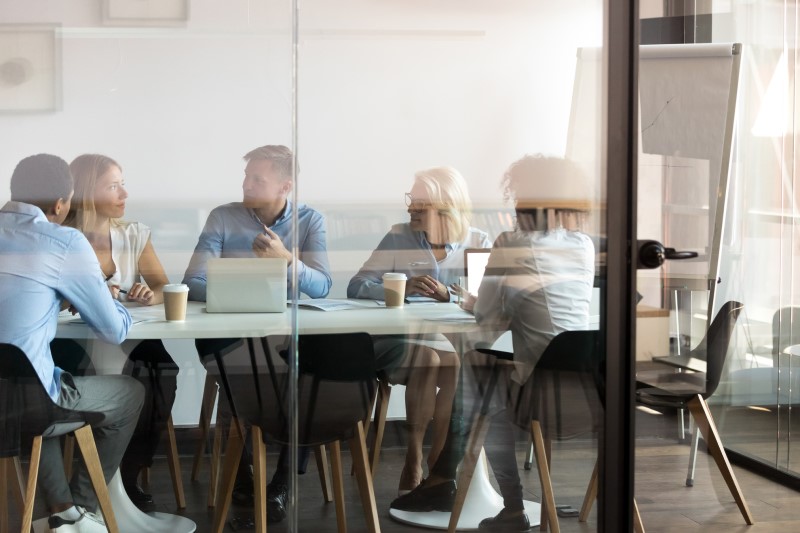 A group of employees brainstorming ideas